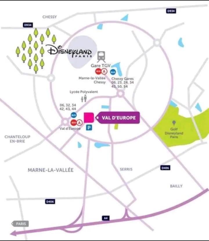 Appartement Disneyland Paris Val D'Europe La Vallee Village Parking 500M Gare Val D'Europe Montevrain Ngoại thất bức ảnh